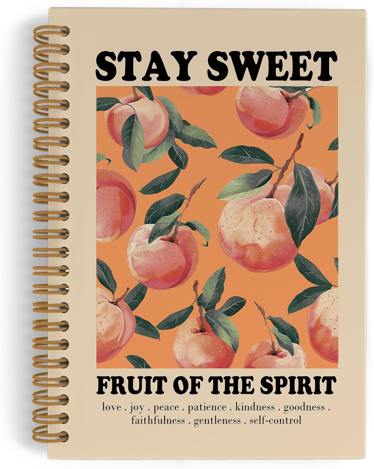Fruit of the Spirit Peach Spiral Notebook, Peach Christian Journal Notebook, Bible Verse Scripture Notebooks for School Work, Christian Office Supplies Gifts for Women Men, 5.5x8.3 Inch