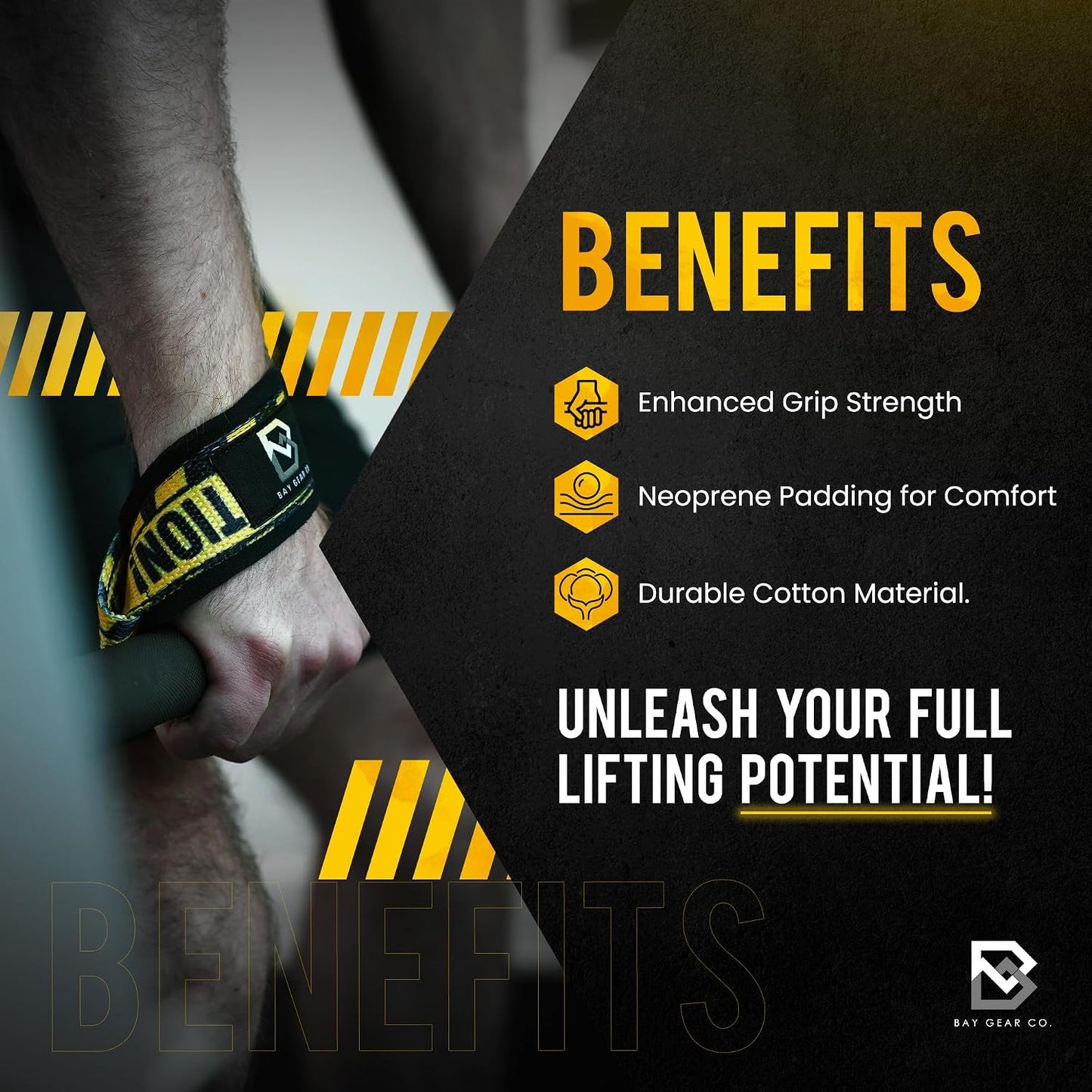 BAY GEAR CO. Wrist Straps for Weightlifting