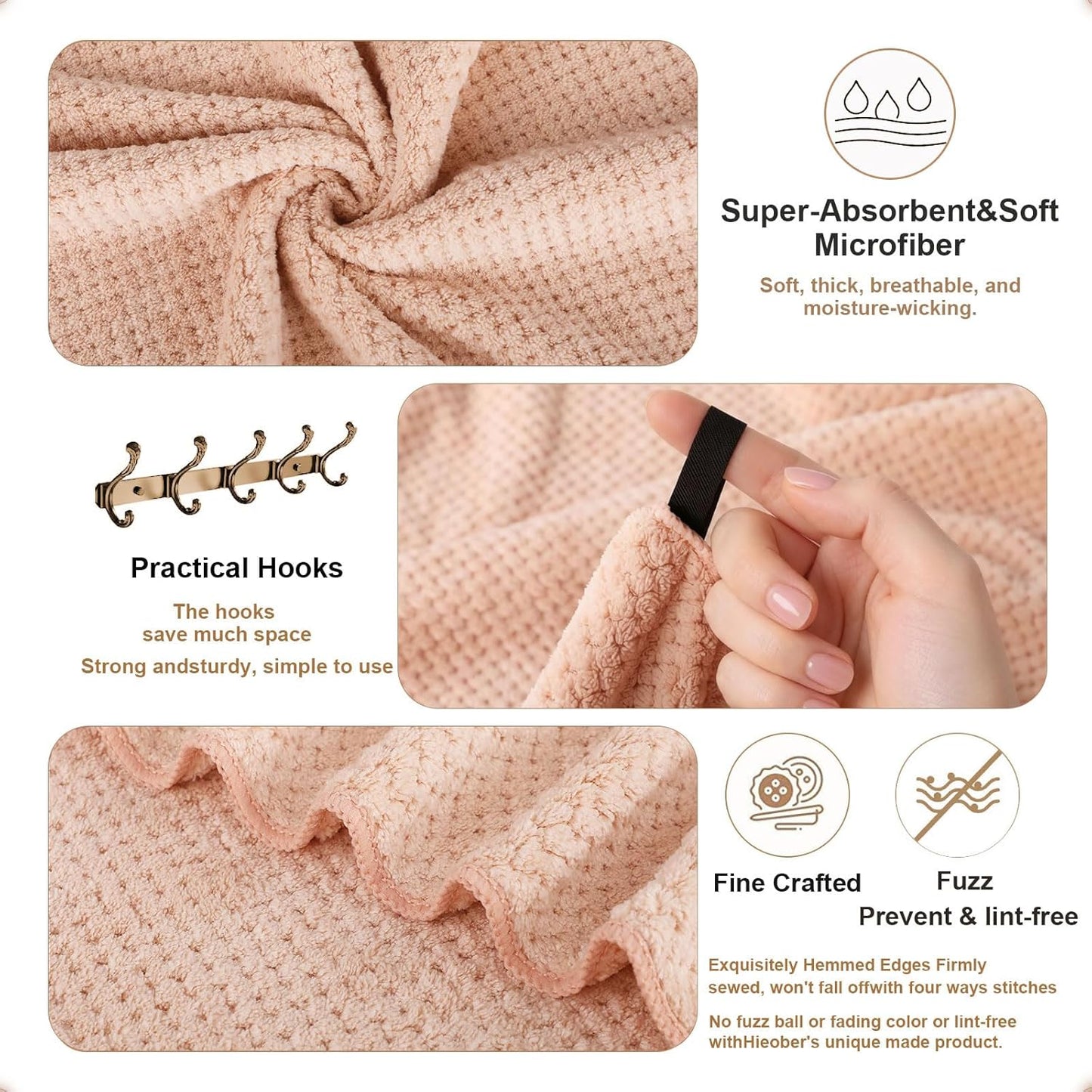 2 Pack Bath Towel Set, Bigger Size Waffle Bath Towel Set, Super Soft Highly Absorbent, Sturdy Quick Drying Towels for Bathroom, Gym, SPA, Yoga (2 Piece 27" x 55", 2 LightPink)