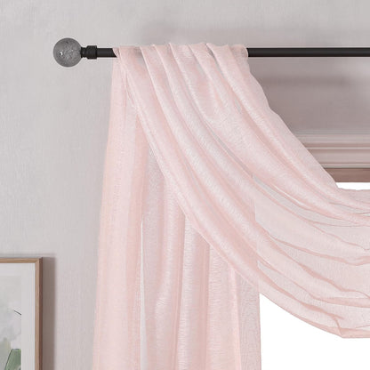 DONREN Peach Pink Sheer Window Scarf for Girls Party - Luxury Soft Semi Sheer Scarf for Wedding (1 Panel,52 Inch by 216 Inch Length)