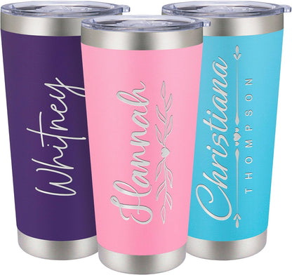 Personalized 30oz Tumbler with Engraved Name | Light Pink Stainless Steel Travel Mug with Slider Lid | Vacuum Insulated Coffee Cup | Custom Gift for Women & Men, Birthday, Christmas