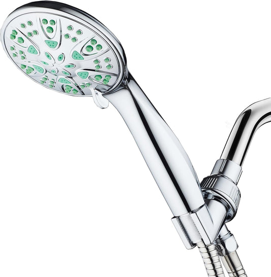 AquaDance Antimicrobial – Anti-Clog High-Pressure 6-Setting Hand Shower with Microban Nozzle Protection from Growth of Mold, Mildew & Bacteria for Stronger Shower! 3 Jet Color Choices – 4" Coral Green