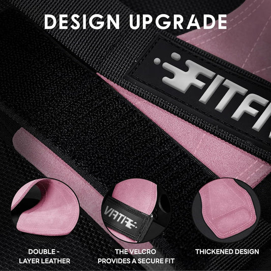 Weight Lifting Wrist Strap, Double Leather Weightlifting Wrist Straps for Gym Strength Training, Neoprene Padded Wrist Wraps - for Men & Women (Pair)