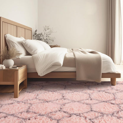 6x9 Pink Area Rugs for Living Room Bedroom, Washable Large Fluffy Throw Rug, Geometric Soft Plush Shaggy Floor Carpet for Nursery Kids Girls Boys Teen Dorm Home Decor Aesthetic, Pink/Grey