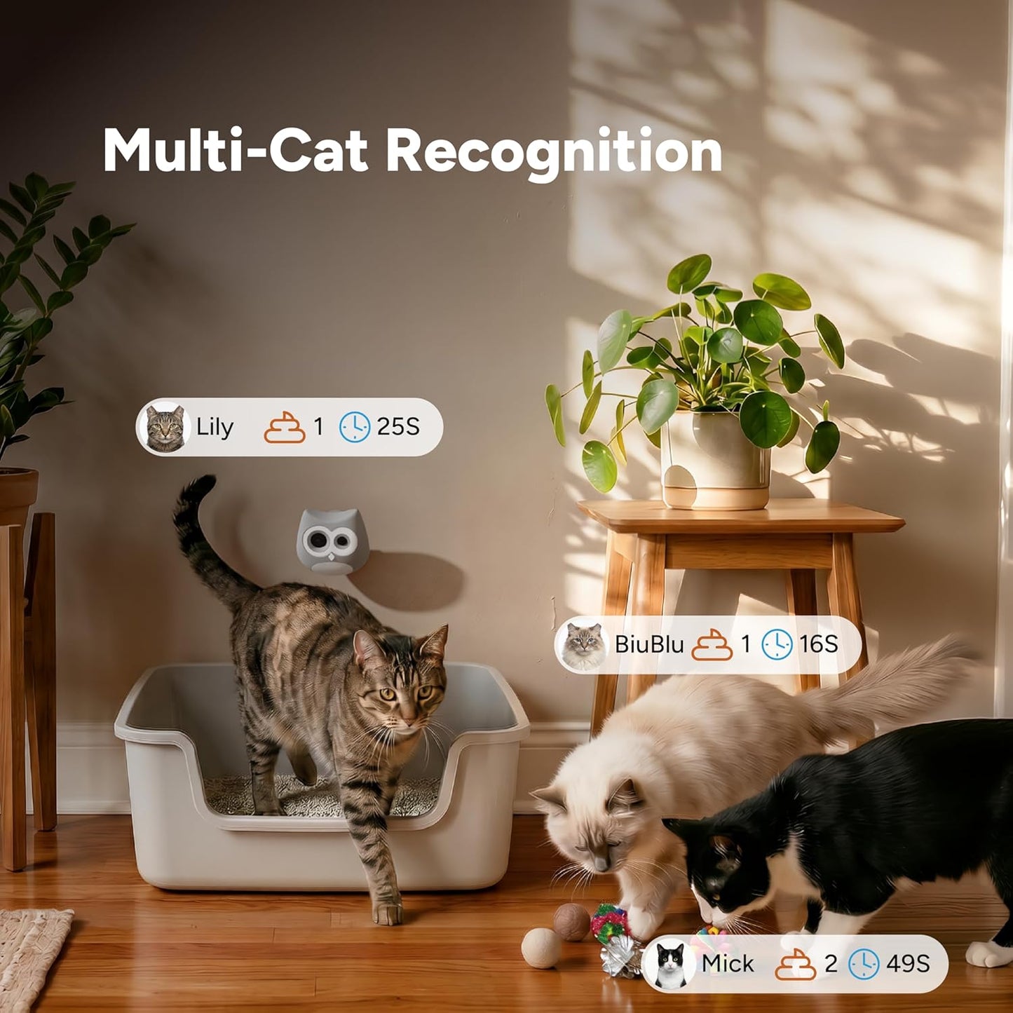 LitterLens Cat Litter Box Camera with App, AI Health Monitoring & Alerts, Track Urination & Stool, Multi-Cat Recognition, Works with Every Litter Box, Pet Health Monitor (Pink)