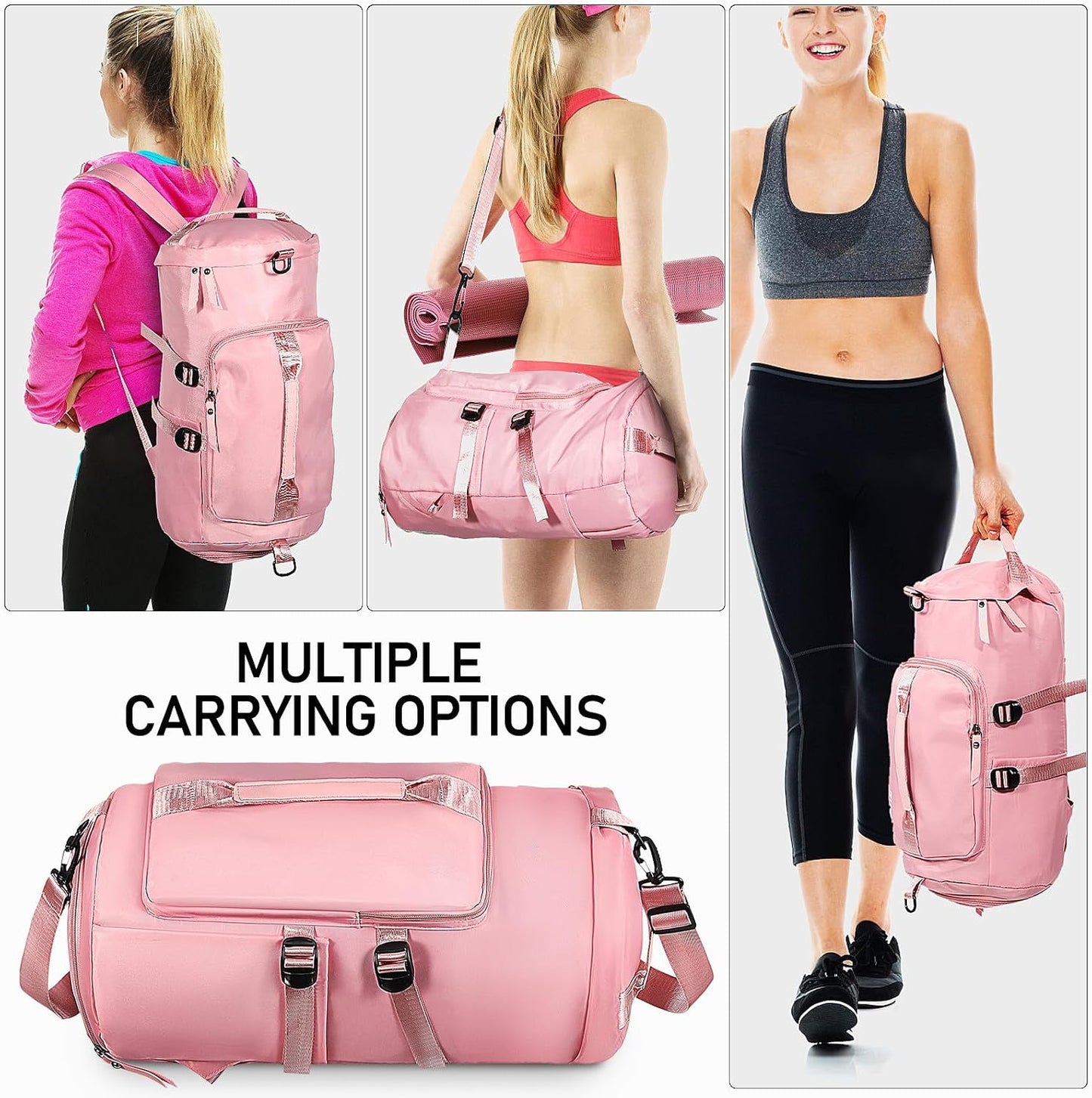 Toddmomy Sports Backpack for Women Gym Bag Workout Backpack Travel Hiking Daypack Multipurpose Pink Lightweight Sturdy Outdoor Recreation