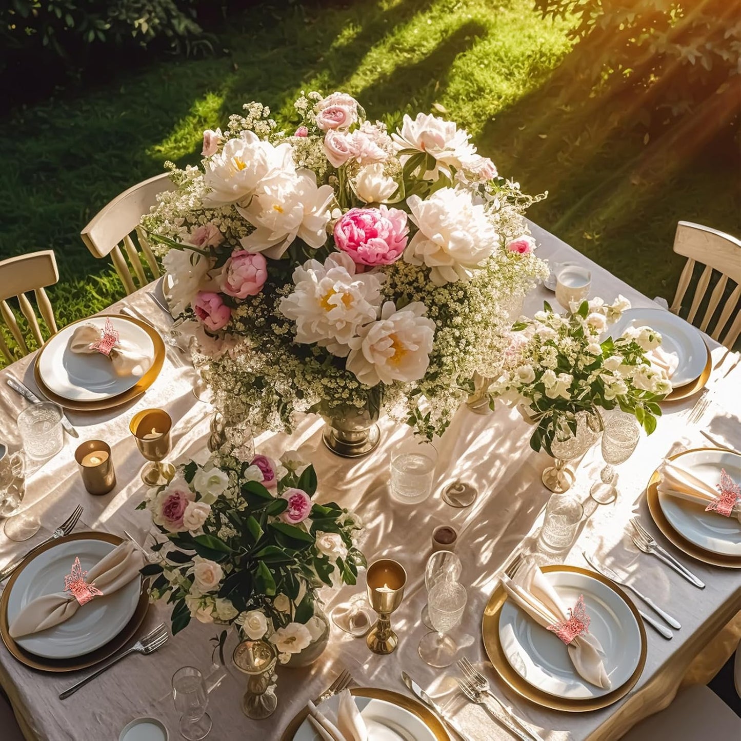 Patelai 200 Pcs Rose Gold Butterfly Napkin Rings Sequined 3D Butterfly Paper Napkin Holders for Dinners Tables Wedding Anniversary Party Decor Baby Bridal Shower Banquet Supply