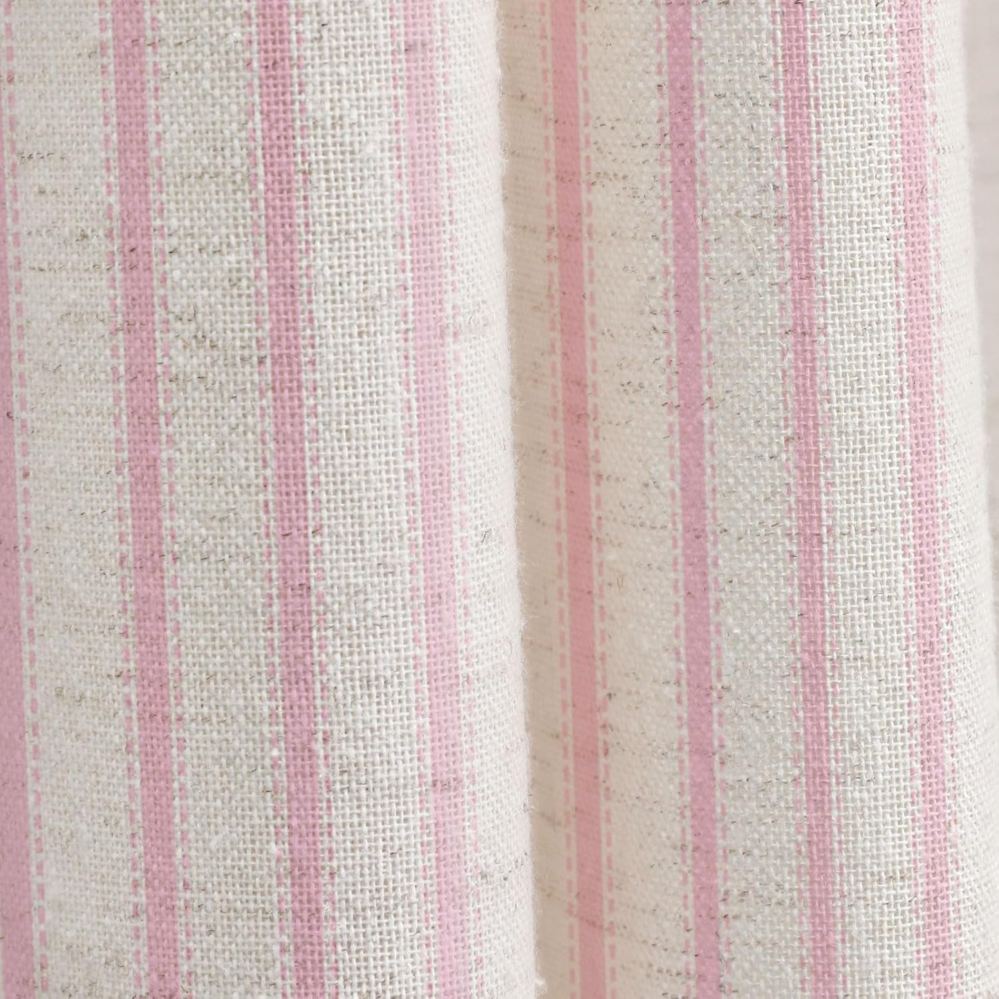 Farmhouse Stripe Shower Curtain,Pink Vintage Linen Shower Curtains for Bathroom 72 X 72