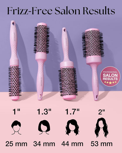 Lily England Round Blow Dry Brush Set for Women - Perfect for Voluminous Blowouts - Ceramic Ionic Technology - Luxury Gift for Her (Pink)