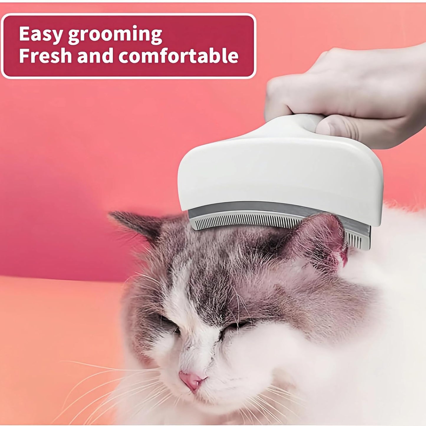 Pink Large Dog Shedding Brush, Tight V-Tooth Pet Brush with Ergonomic Design Comfort Grip, Professional Dogs Deshedding Tool for Tiny Breeds and Cats