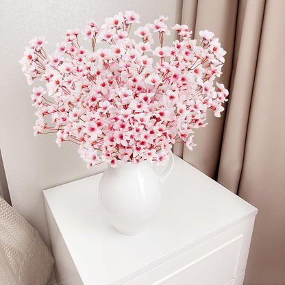 16PCS Artificial Cherry Blossom Flowers, 15.7" Fake Pink Peach Flowers Slik Faux Cherry Blossom Stems Flower Boquet for Home Vase Wedding Party Spring Decoration