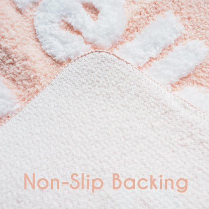 Hello Gorgeous Bath Mat Peach Orange Coral Beautiful Cute Bathroom Rugs for Girls Pink You Look Good Funny Shower Fun Bathroom Decor Non-Slip Washable Kids Women