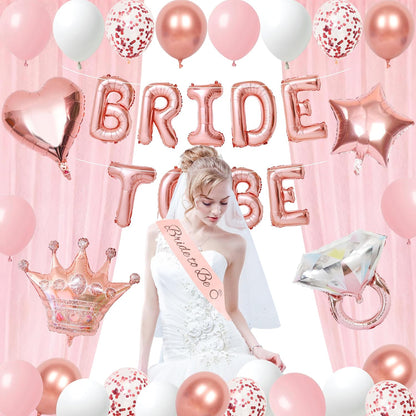 Holkcog Bachelorette Party Decorations Pink Bridal Shower Banner, Confetti Balloons, Bride To Be Sash&Veil for Women Bachelorette Party Gifts Bridal Shower Decorations Bride To Be Decor