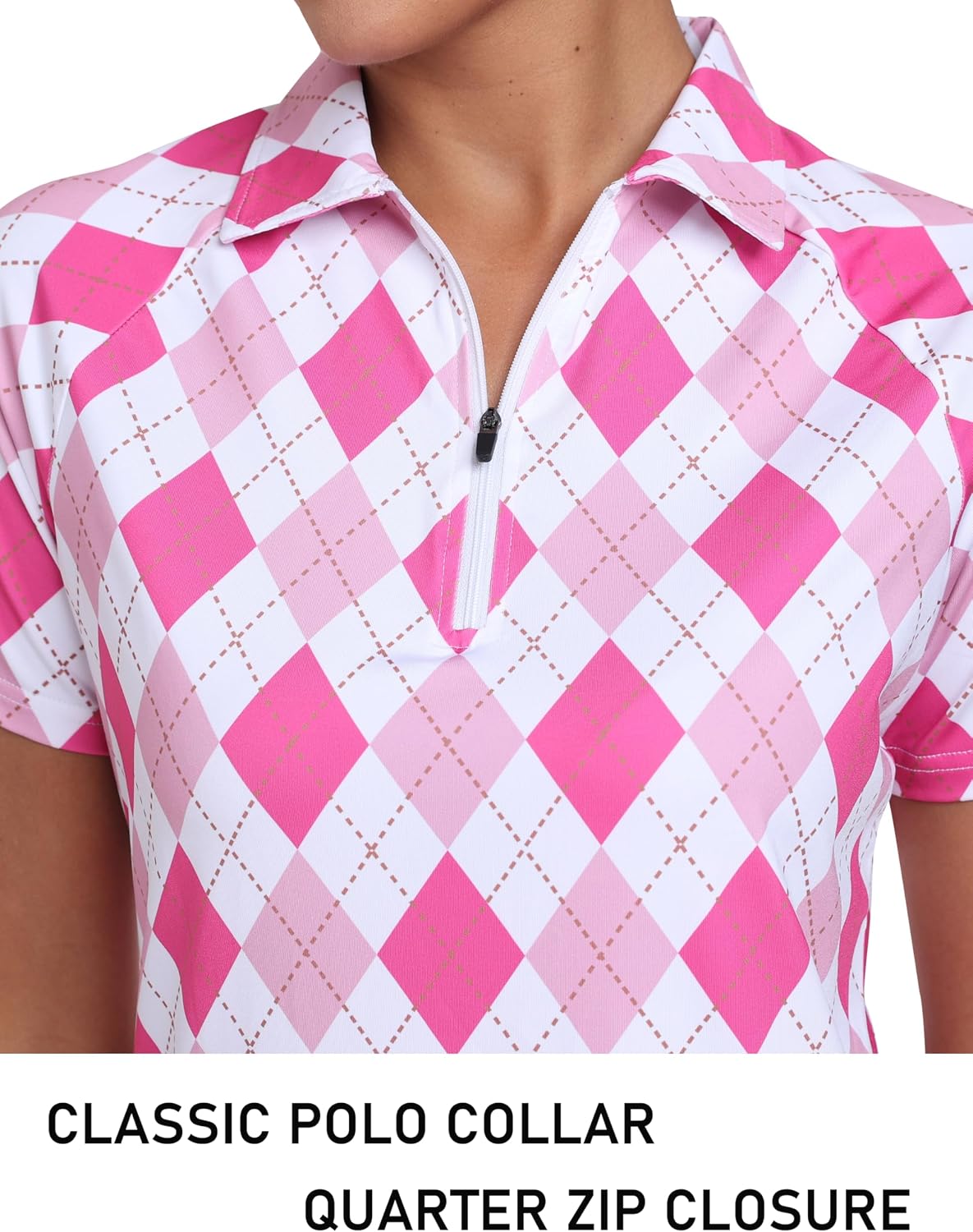 MoFiz Women's Golf Polo Shirt Short Sleeve Collared 1/4 Zip Athletic Tennis Shirt Quick-Dry Lightweight Summer Casual Tops