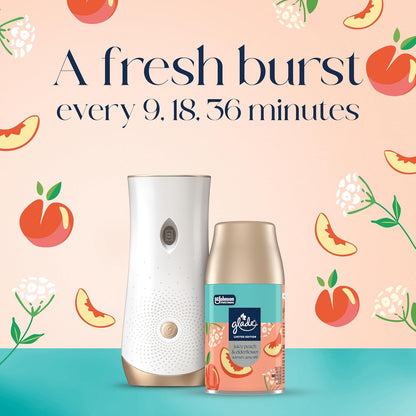 Glade Automatic Spray Refill, Juicy Peach & Elderflower, Scented Air Freshener for Home and Bathroom, 6.2 Oz, 2 Count