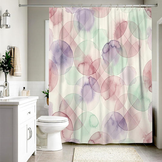 Circle Shower Curtain, Modern Minimalistic Watercolor Gradient None Pastel Peach Polyester Waterproof Bathtub Cloth Curtains Decor for Bathroom Guest Room 54x78 Inch