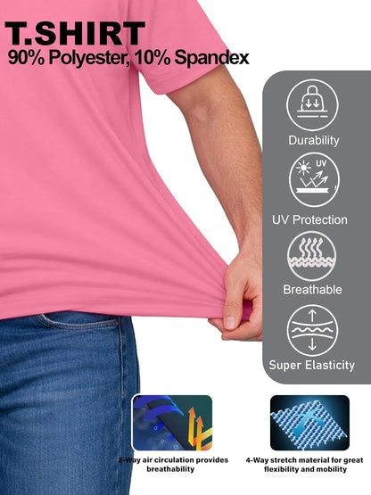 URBAN BUCK Neon High Visibility Lightweight Running Mens Shirt - Workout Swim UPF50+ Basic Short Sleeve Sun T-Shirt for Men