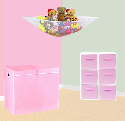 Simple Houseware Double Laundry Hamper with Lid and Removable Bags, Pink