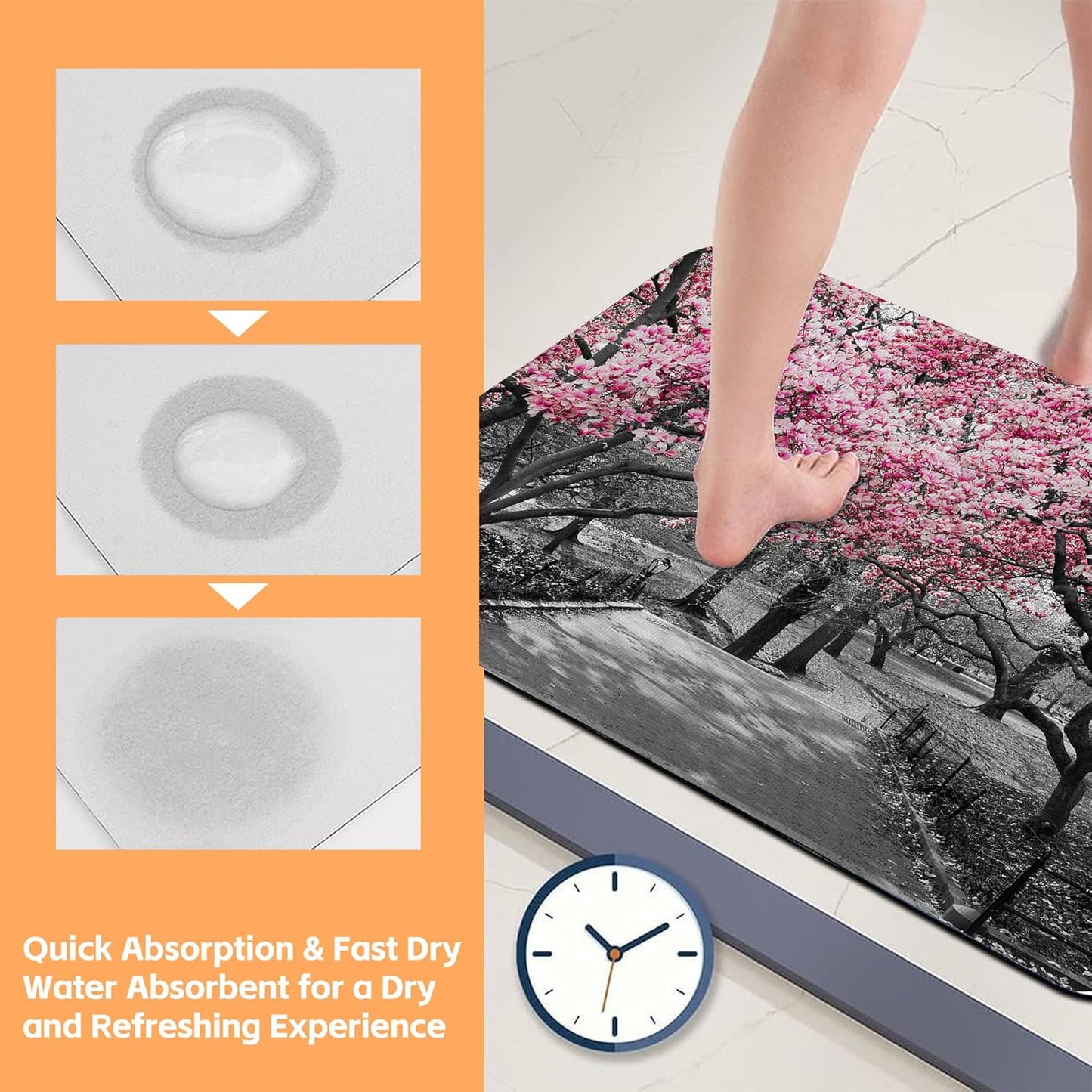 Pink Blossoms Trees Bath Rugs,Non-Slip and Absorbent Bathroom Rug Mat,Soft Dry Fast Machine Washable Bath Mats for Bathroom Kitchen Bathtub,Home Decor Accessories,15.7"×23.6"