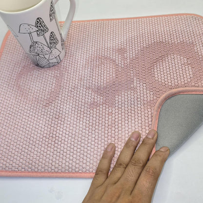 Pink Dish Drying Mats for Kitchen Counter, 2 Pack Dish Drying Mat Drying Pad, Dish Rack Drainer Mat, Pink Kitchen Accessories(Pink-1)
