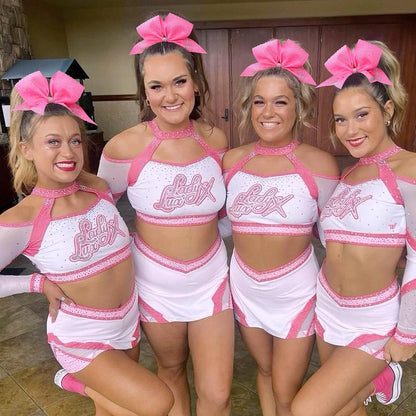 Oaoleer 12PCS Glitter Cheer Hair Bows for Cheerleading, 7inch Large Jumbo Cheer Bow with Ponytail Holder for Teen Girls Softball Cheerleader (Pink)
