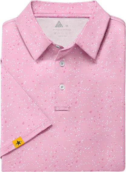 ZITY Mens Golf Polo Shirts Short Sleeve UPF 50+ Performance Moisture Wicking Print Pattern Casual Collared Golf Shirt for Men