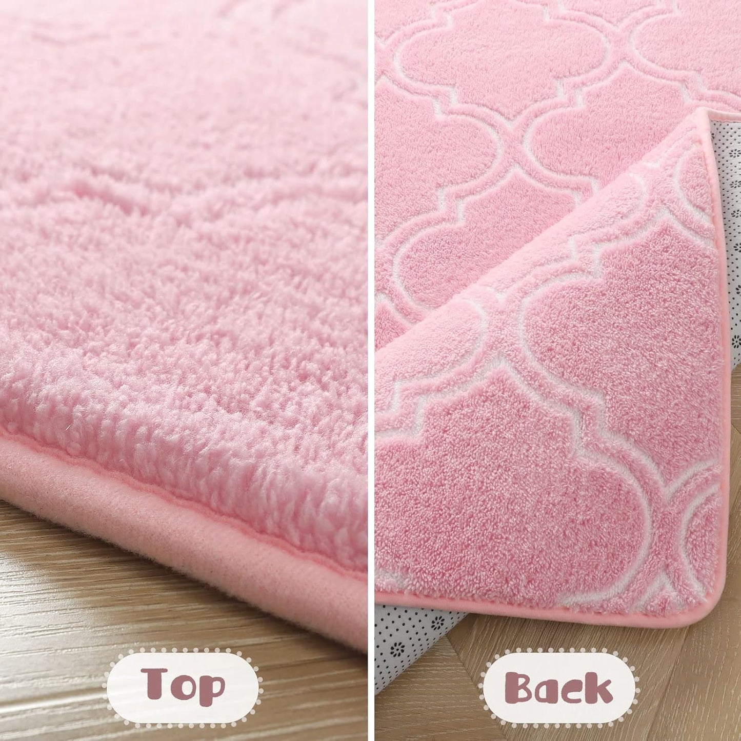 Amearea Fluffy Indoor Trellis Rug, Soft Moroccan Home Rugs for Bedroom, Shag Modern Area Rug for Living Room Kids Room Nursery, Easy Clean, Home Decor Low Pile Carpet, Pink 4x6 Feet