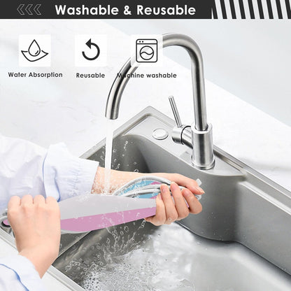 faucet mat with for kitchen sink Prevents Moisture hangable mats for kitchen sink for Kitchen Bathrooms 30”--Pink and Light Blue Straight Stripe Pattern