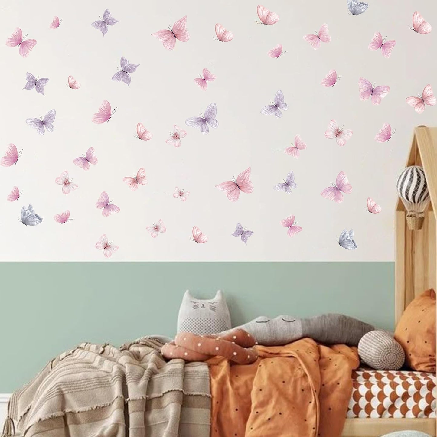 Butterfly Wall Decals - Pink and Purple Art Wall Decals Removable Peel and Stick for Kids Baby Nursery Living Room Bedroom Playroom Sofa TV Background Decorations (Butterfly Pink Purple Wall Stickers)