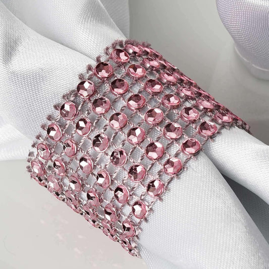 Efavormart 10 Pack Pink Diamond Rhinestone Napkin Ring with Self Adhesive Strip for Wedding Banquet Party