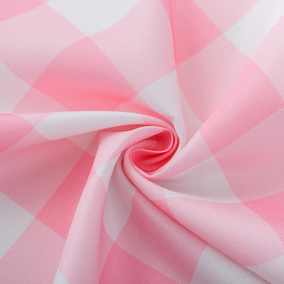 Pink Gingham Tablecloth Rectangle Table 60" X 120" - Oblong Polyester Pink and White Checkered Plaid Table Cover Reusable Water Resistant for Spring Valentine Summer Holiday Picnic Dinner Décor