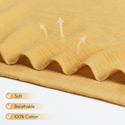 Meracorallo Muslin Swaddle Blanket, 100% Cotton Receiving Blanket Soft and Breathable Swaddle Wrap for Baby Boys and Girls, Yellow