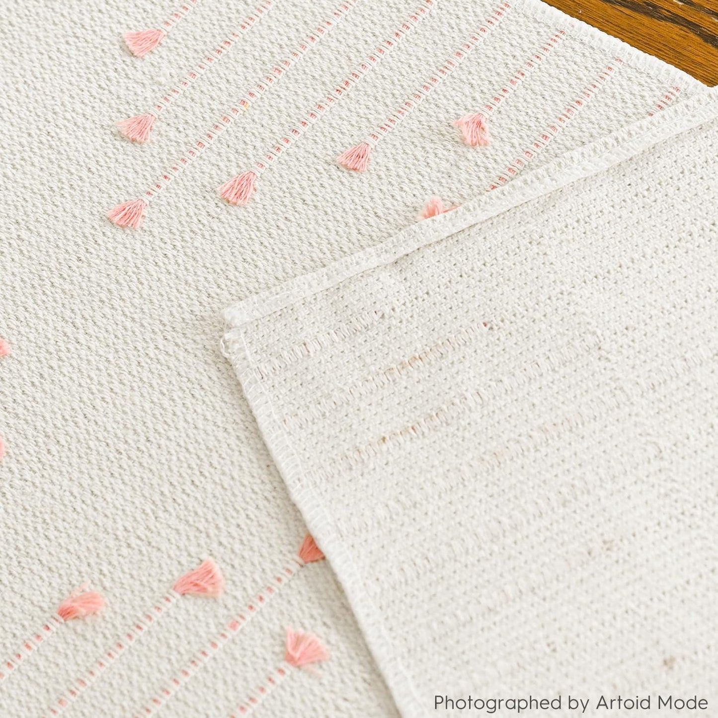 Artoid Mode Pink Boho Table Runner for Farmhouse Rustic，Seasonal Holiday Macrame Burlap Kitchen Dining Table Decoration for Home Party Decor 12x72 Inch