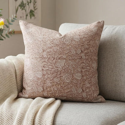 Linen Throw Pillow Covers 20x20 inch Blush Pink Decorative Pillow Covers for Living Room, Bedroom