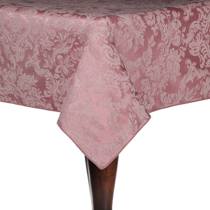 Ultimate Textile Miranda 60 x 120-Inch Rectangular Damask Tablecloth English Rose Pink