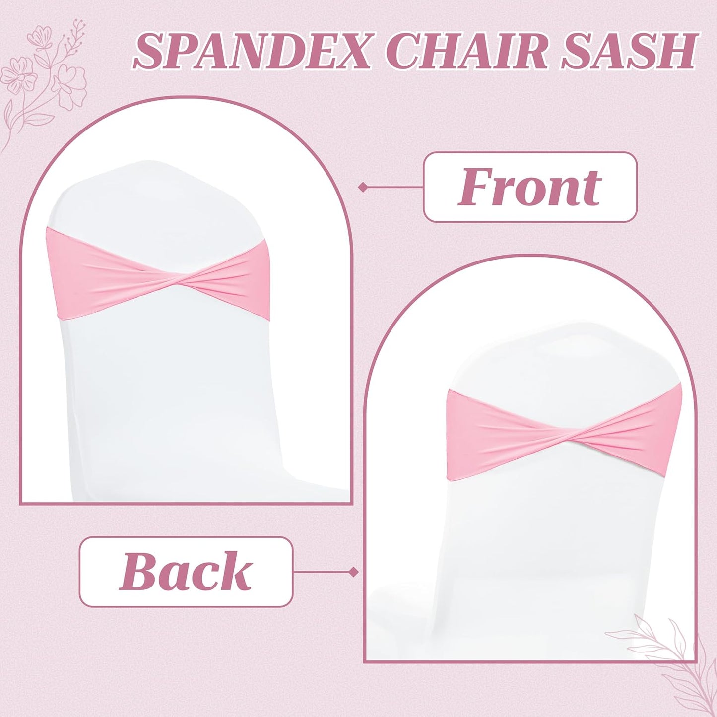 VDS Pack of 25 PCS | Pink | Spandex Chair Sashes Bows Without Buckle | Stretch Elastic Banquet Universal Folding Chair Band Tie with for Wedding Party Conference Celebration Event Decoration