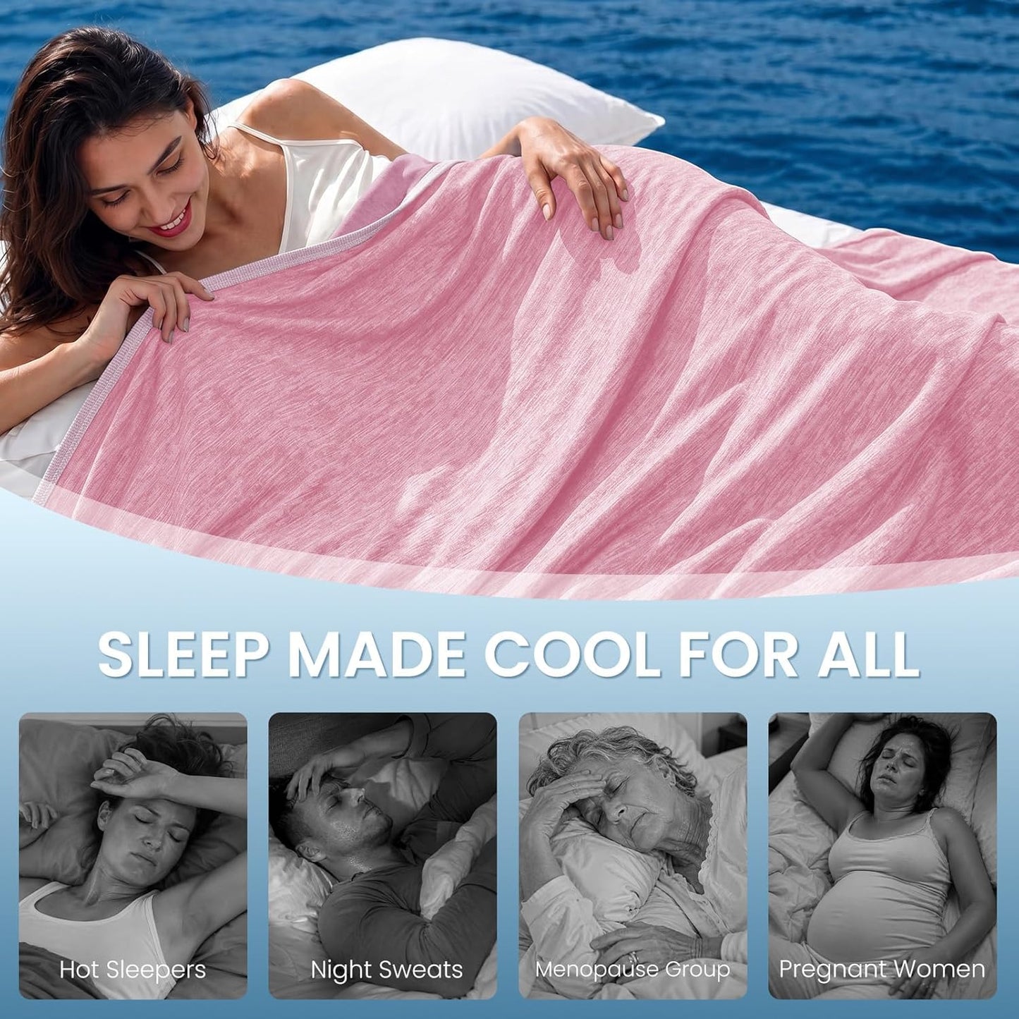 Topcee Cooling Blanket for Night Sweats Absorbs Heat to Keep Adults, Children Cool on Warm Nights, Q-Max 0.5 Cooling Blankets for Hot Sleepers, Ultra-Cool Lightweight Sofa Throw Blanket (50"x70")
