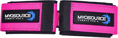 Myosource Kinetic Bands Tumble Pro X Ankle Straps Kit – Cheerleading Standing Tumbling Equipment, Gymnastics Backhandspring Trainer – Includes Flexibility Stunt Stretch Strap – Blue, Pink, Purple