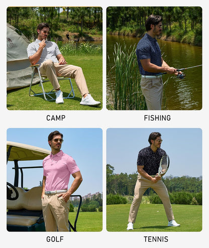 ZITY Mens Golf Polo Shirts Short Sleeve UPF 50+ Performance Moisture Wicking Print Pattern Casual Collared Golf Shirt for Men