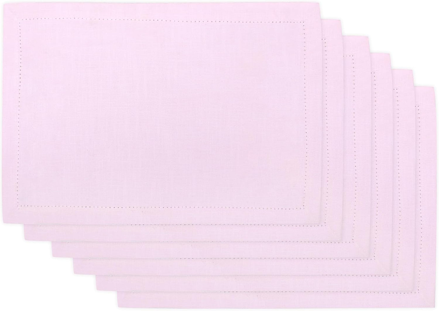 Urban Villa Placemats for Dining Table 100% Cotton Placemats 14''x20'' Over Sized Tablemats Set of 6 Placemats Hemstitch Pink Tablemats for Family Dinners Wedding Parties Placemats