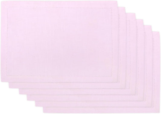 Urban Villa Placemats for Dining Table 100% Cotton Placemats 14''x20'' Over Sized Tablemats Set of 6 Placemats Hemstitch Pink Tablemats for Family Dinners Wedding Parties Placemats