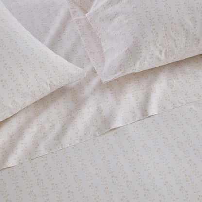 Martha Stewart - Queen Size Sheets Set, Crisp & Tailored Cooling Sheets w/a Naturally Smooth Cotton Percale Lightweight Feel - Bed Sheets with Matching Pillowcases & Fitted Sheet (Ditsy Vine Pink)