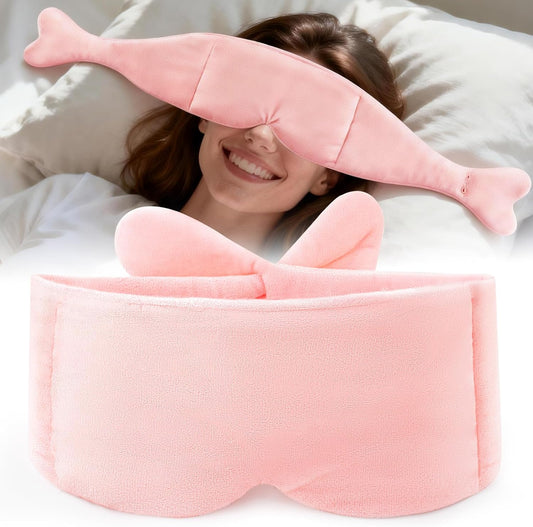 Weighted Eye Mask for Sleeping, Soft Minky Sleep Mask for Side Sleeper with Adjustable Buckle, 100% Blockout Design, Ideal for Meditation, Relaxation and Travel, Includes Storage Pouch (Pink)