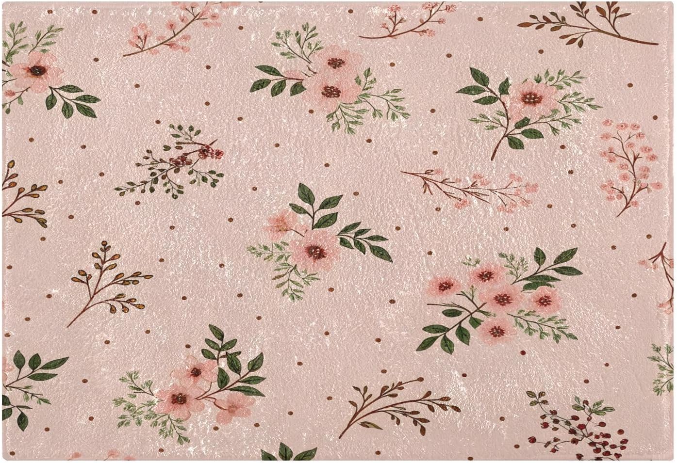 Elegant Flowers Pink Bathroom Mat Rug 24" x 16" Non Slip Super Absorbent Quick Dry Bath Mats for Bathtub Fluffy Rugs