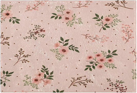 Elegant Flowers Pink Bathroom Mat Rug 24" x 16" Non Slip Super Absorbent Quick Dry Bath Mats for Bathtub Fluffy Rugs