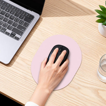 Pink Oval Mouse Pad, 6 x 8 in Small Portable Mousepad with Non-Slip Base for Laptop Computer Travel