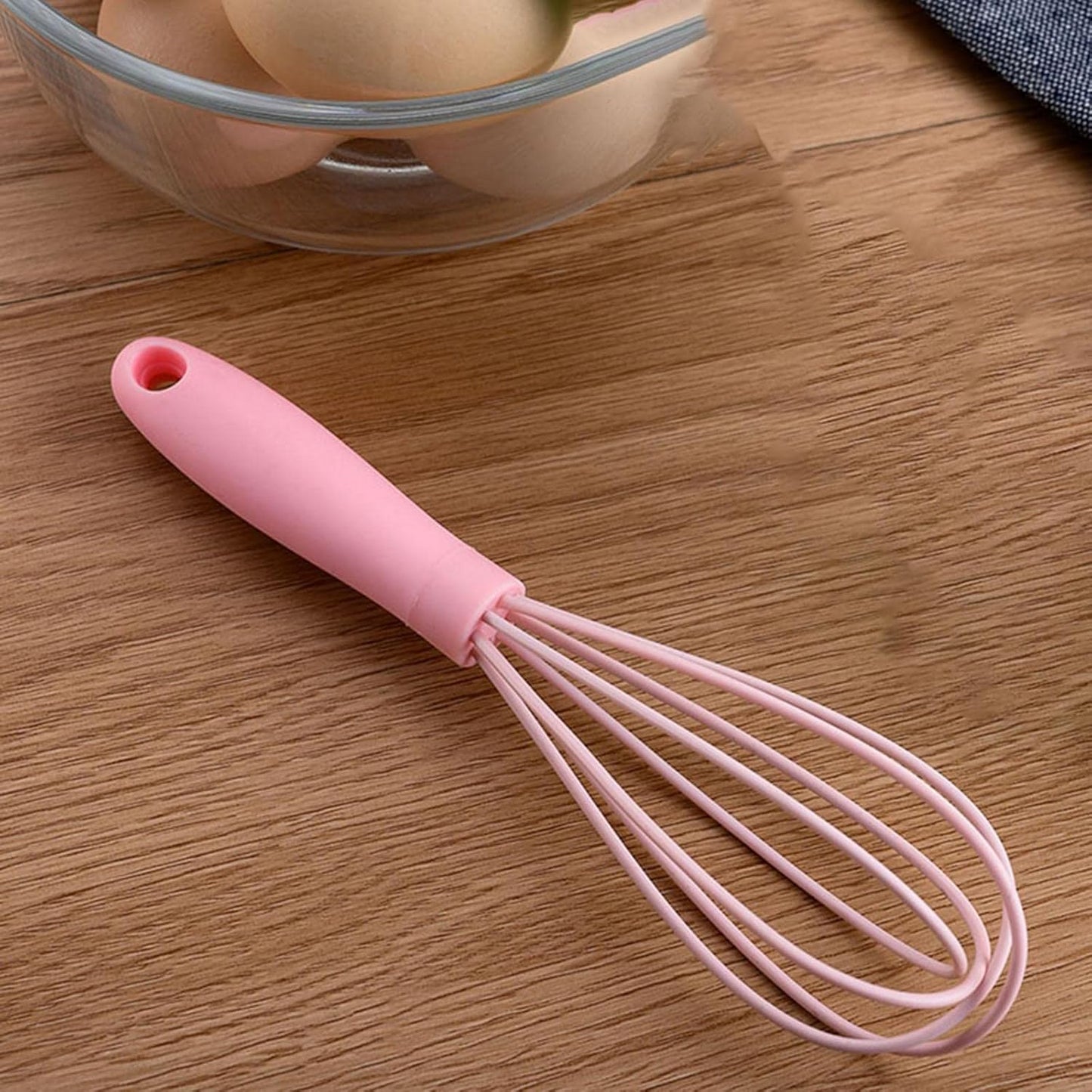 Egg Beater Utensil Kitchen Stainless Steel Wire Non Stick with Soft Handle Mixer Silicone Whisk for Beating Sauce Baking (Pink)