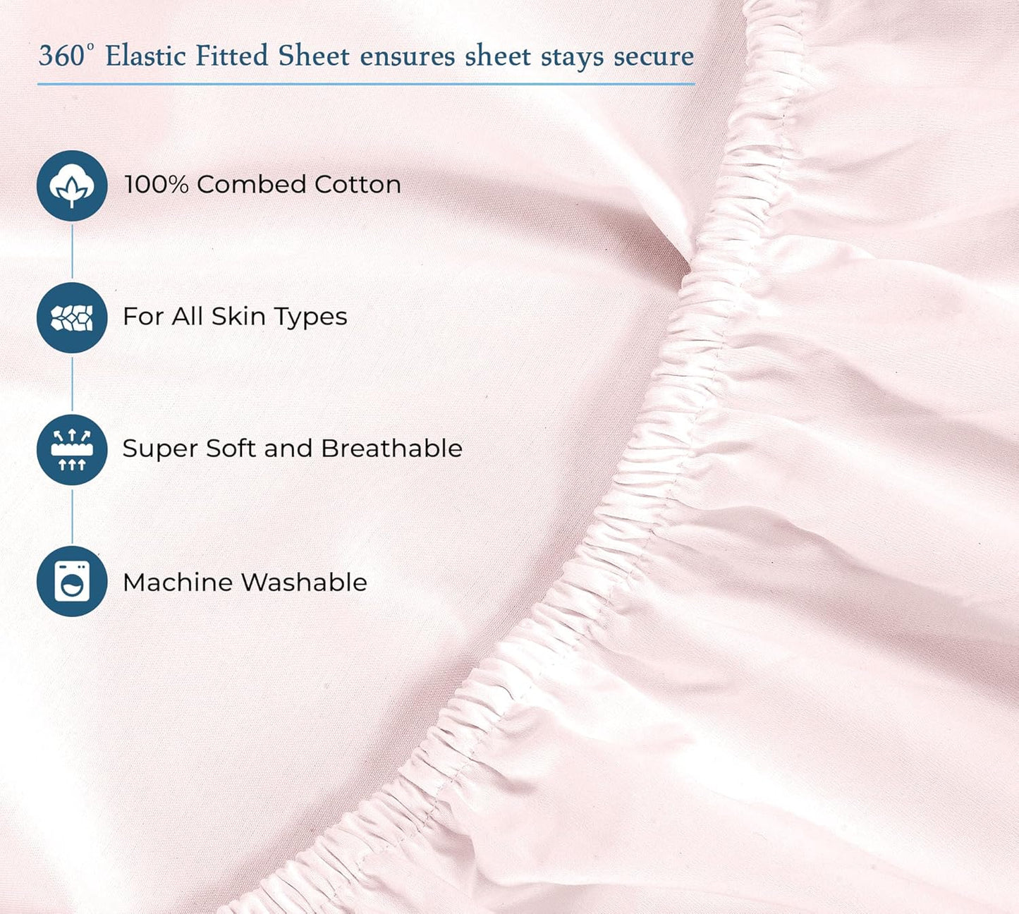 ROYALE LINENS 400 Thread Count 100% American Grown Cotton 4 Piece Sateen King Sheet Set - 1 Fitted Sheet, 1 Flat Sheet, 2 Pillow case - Pink King Bedsheet - Cotton Sheets - (King, Kyoto Blush)