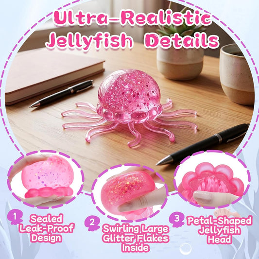Jellyfish Squishy Squeeze Toys for Boys Girls, Ultra Soft Sensory Fidget Toys for Kids Adults, Slow Rise Stress Balls Stress Relief for Autism, Office Desk Toys Party Favors Birthday Gifts (Pink)