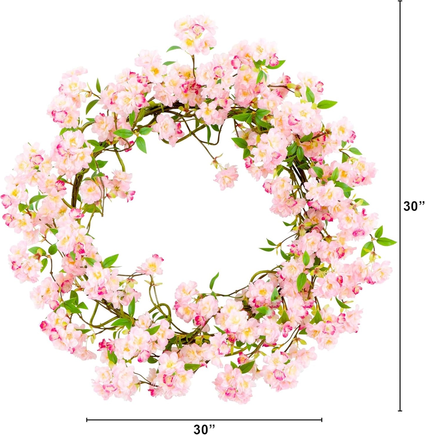 Nearly Natural 30in. Artificial Pink Cherry Blossom Wreath
